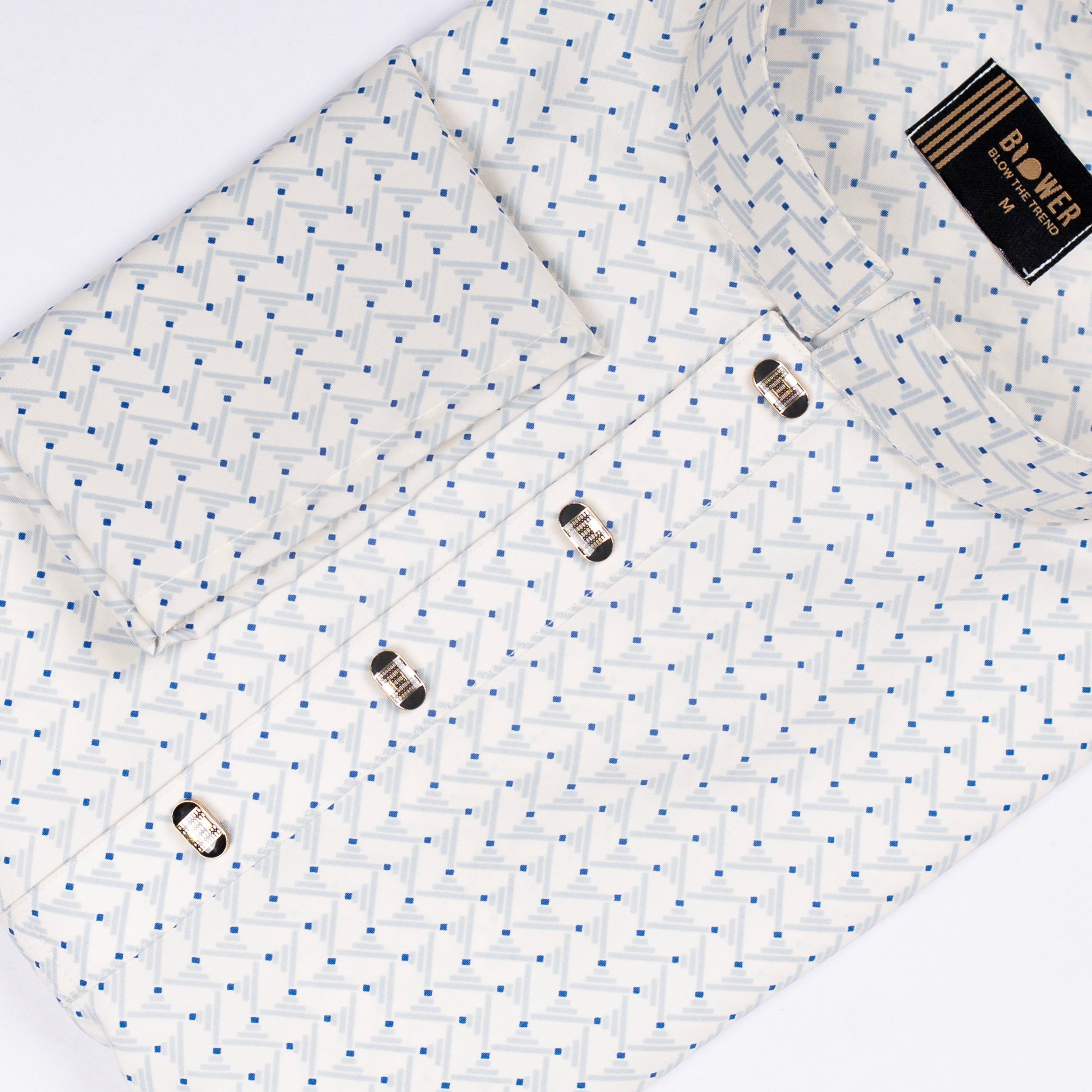 White Geomatric Printed Panjabi