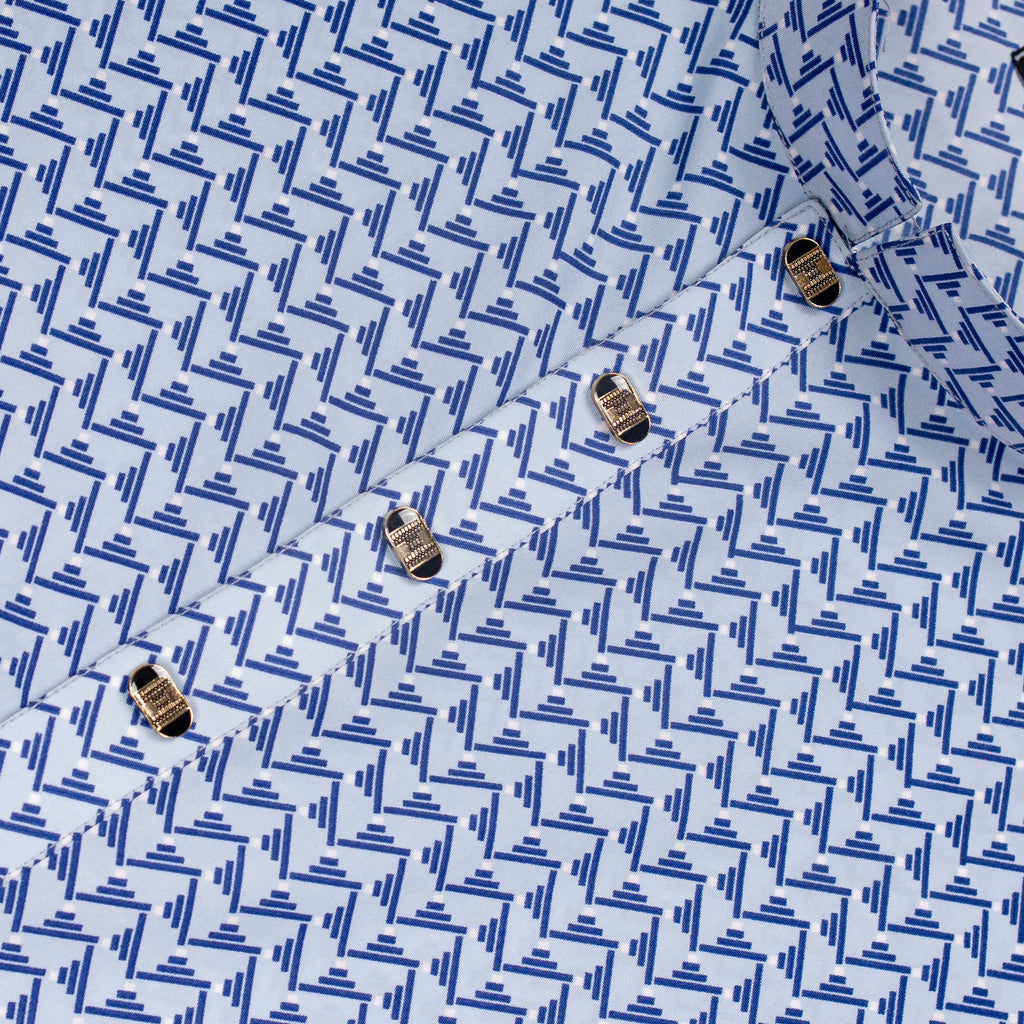 Blue Geometric Printed Panjabi