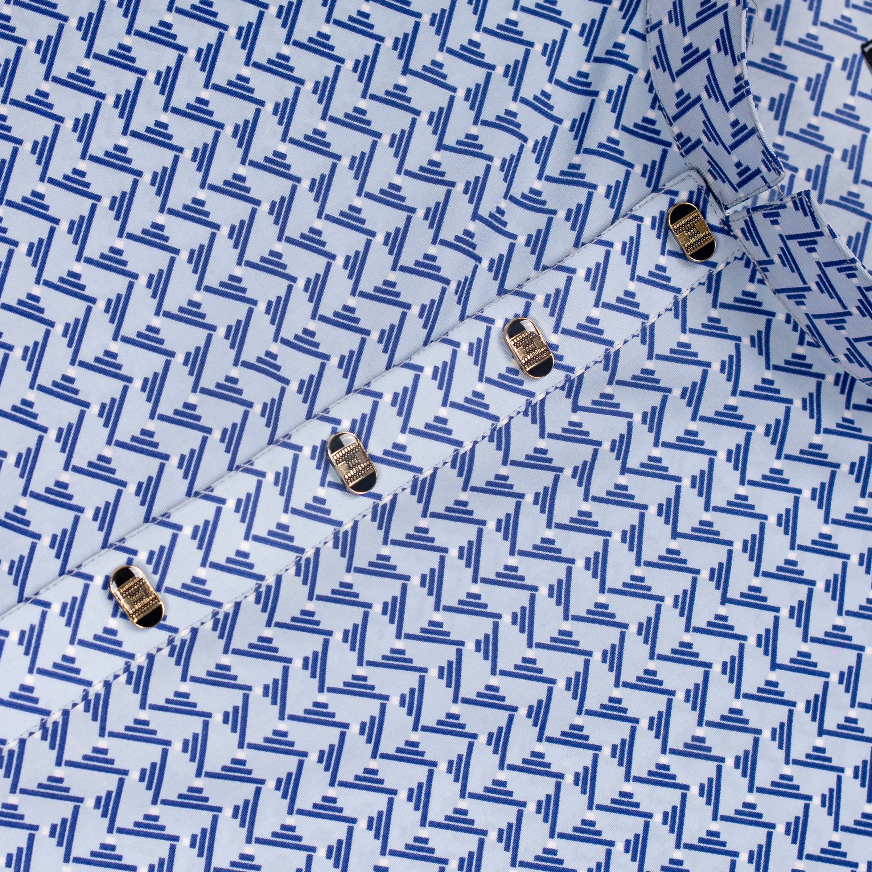 Blue Geometric Printed Panjabi