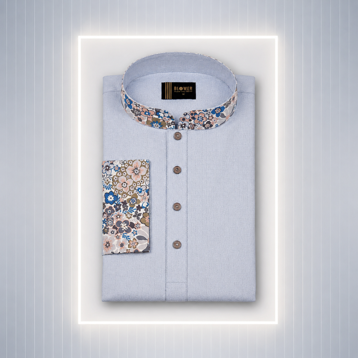 Premium Light Sky Contrast Panjabi