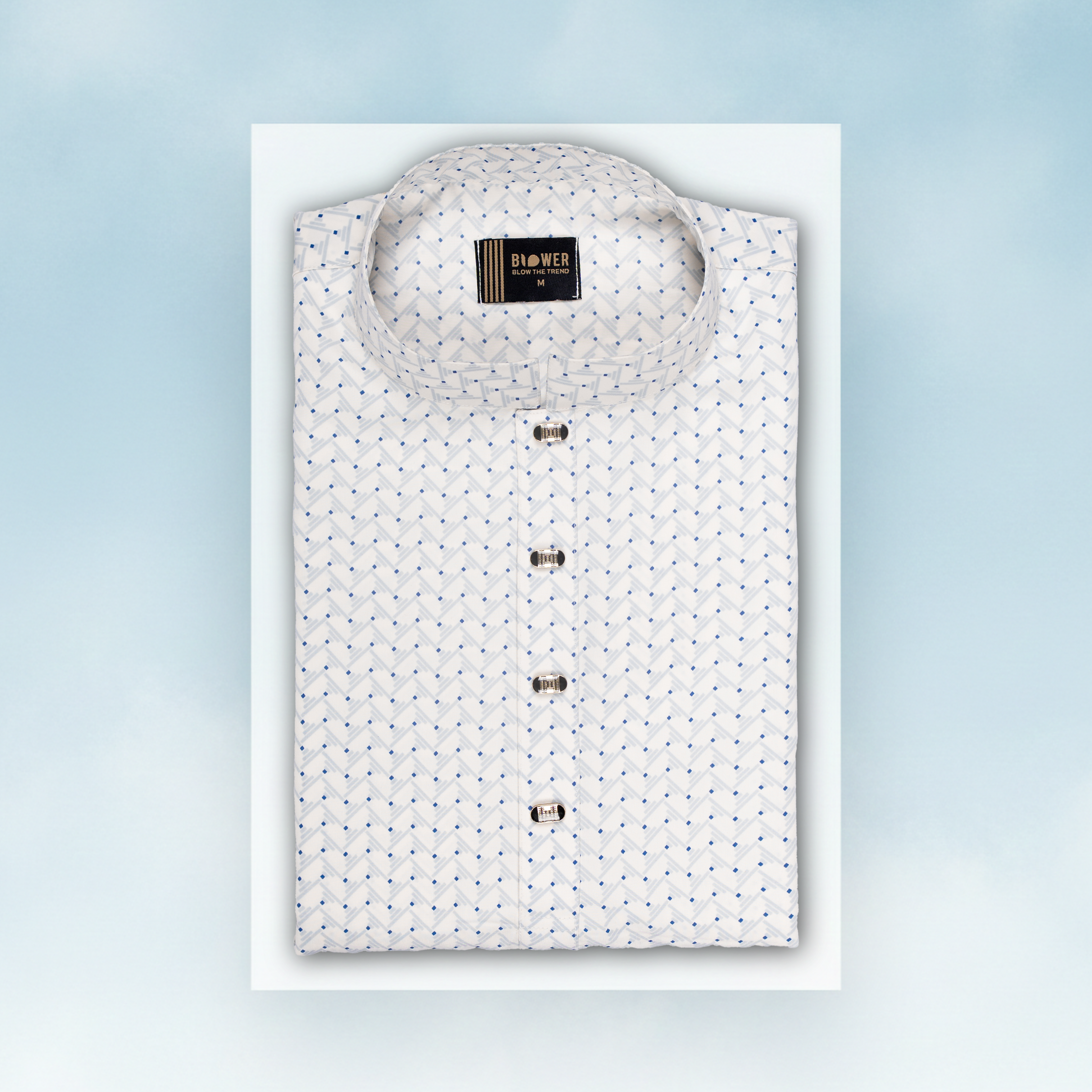 White Geomatric Printed Panjabi