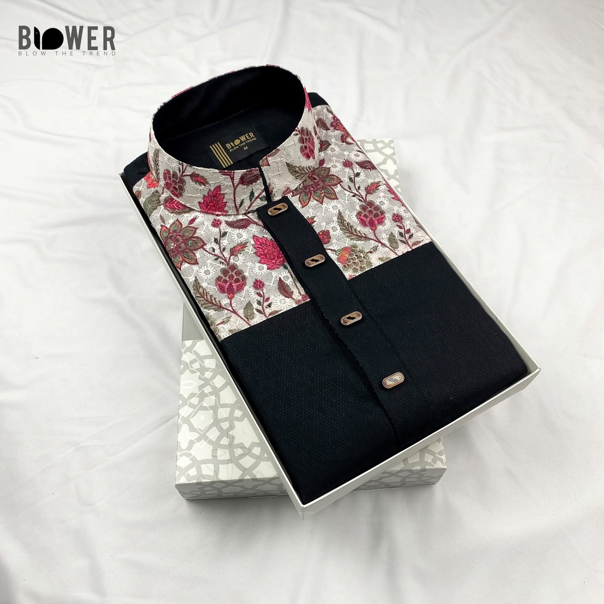 Black Leaf Design Premium Panjabi