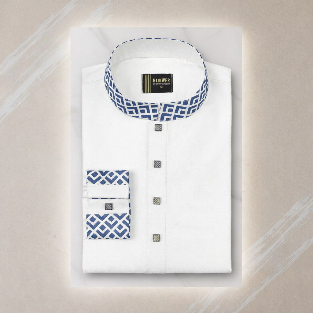 Royal White Contrast Panjabi