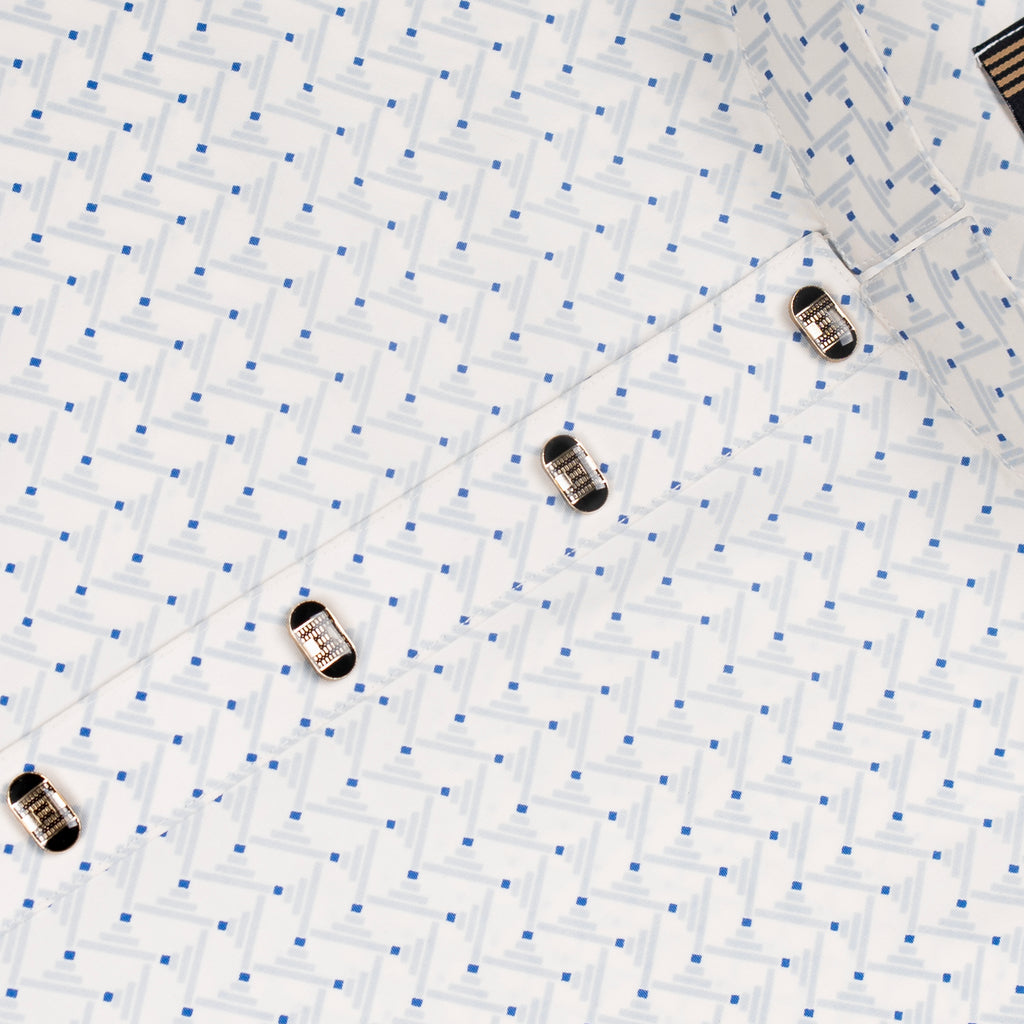 White Geomatric Printed Panjabi