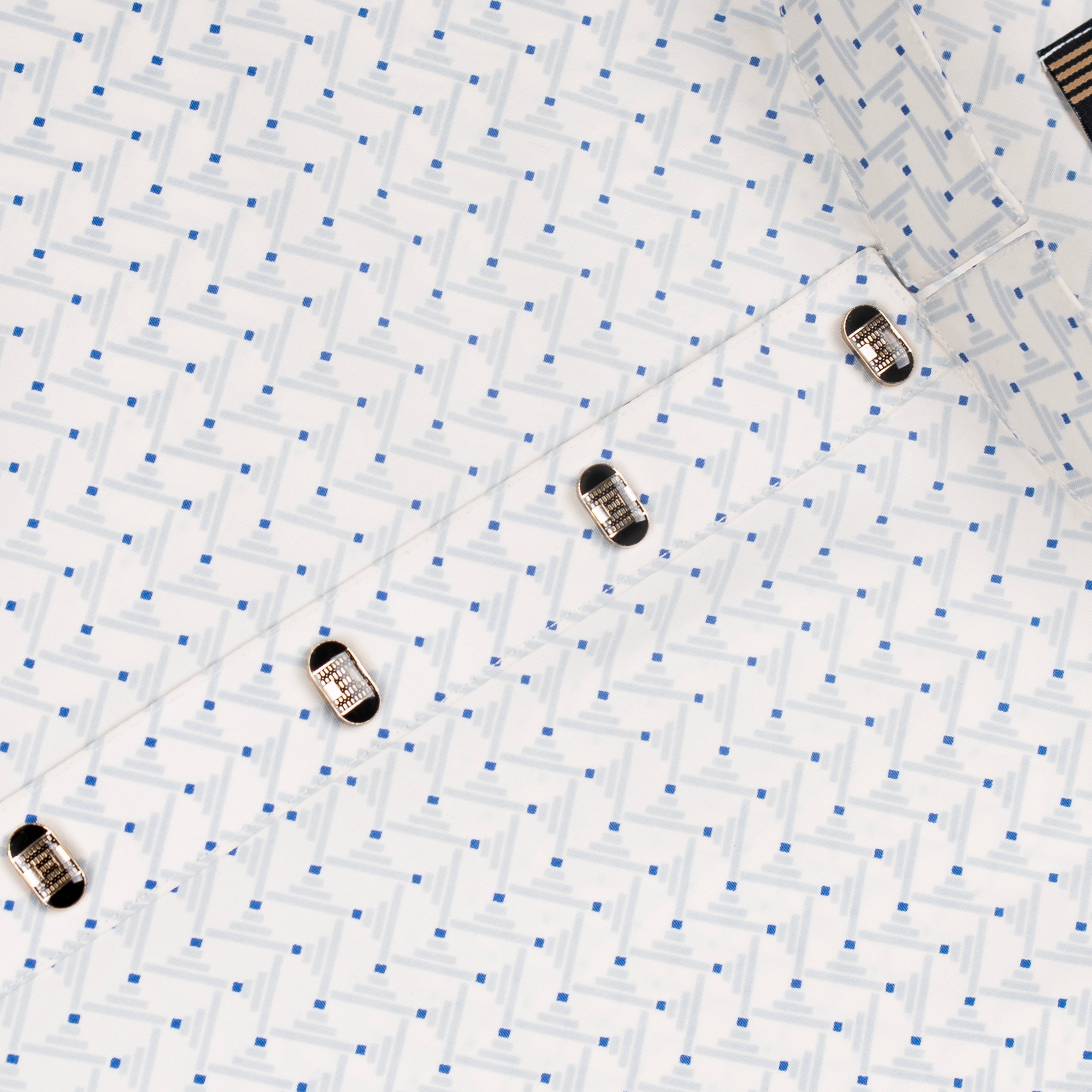 White Geomatric Printed Panjabi